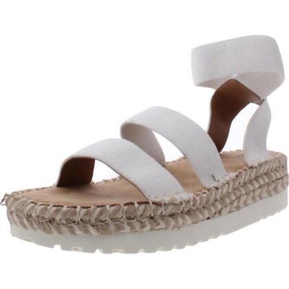 White Mountain Shoes - White Mountain Kolton Espadrille Wedge with Ankle Strap - Ivory - 8.5